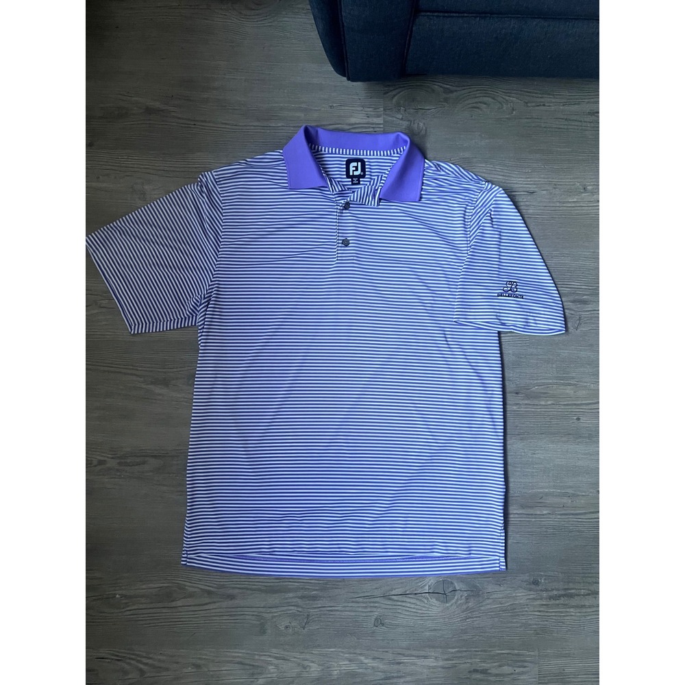 Footjoy FJ Men's Short Sleeve Golf Polo Size Large Black Embroidered Bellefonte